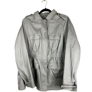 Torrid Grey Long Sleeve Cinched Waist Twill Zip Up Anarok Utility Jacket Size 1X